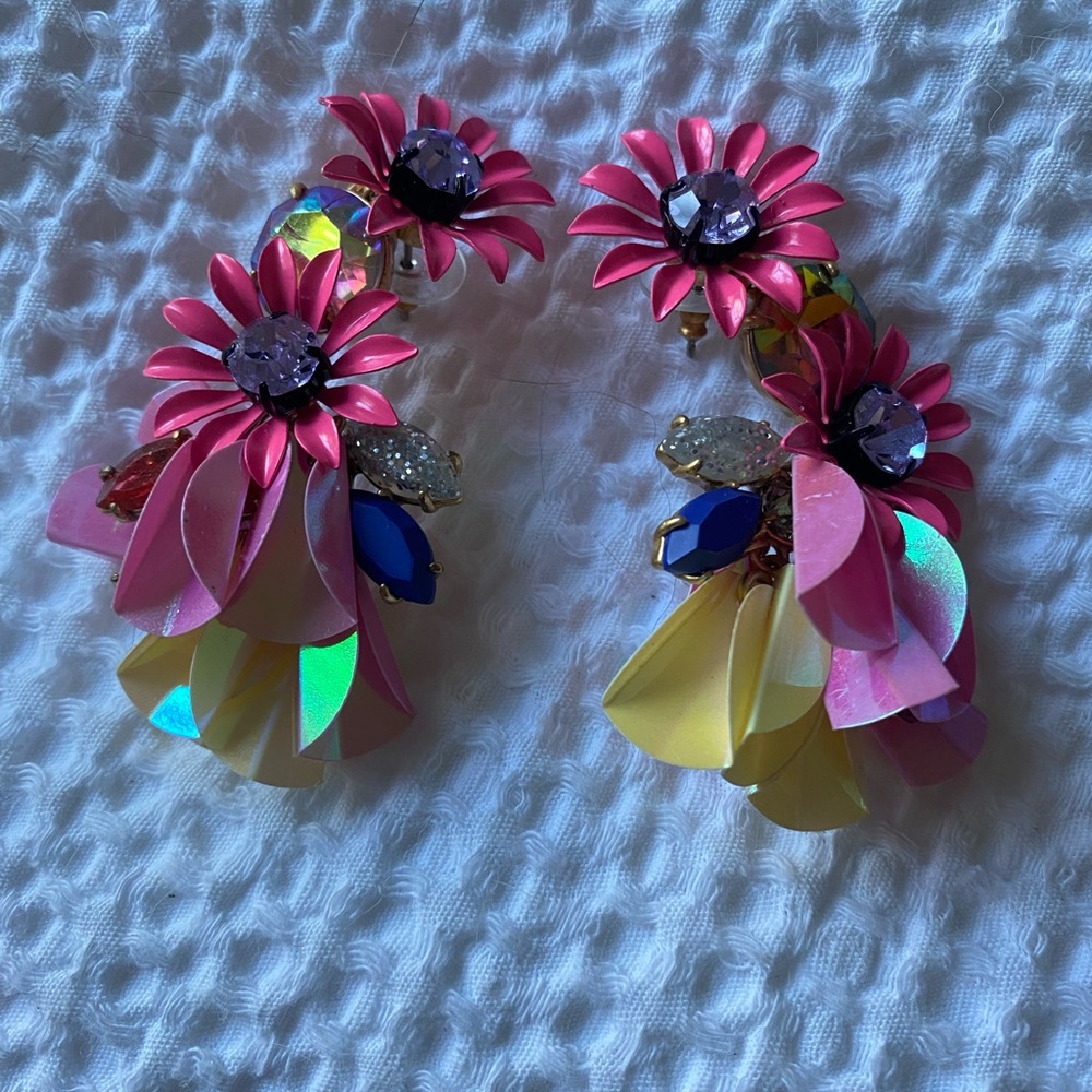 J.Crew Flower Sequin Earrings- Never Worn